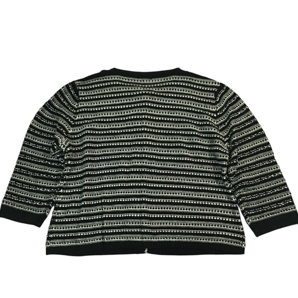 BELLEFLEUR Chiffon Trim Knit Striped Snap Down Cardigan Sweater - Women’s XL - Picture 8 of 14